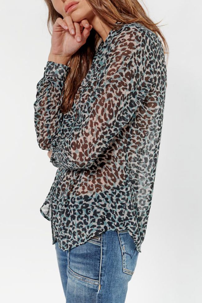 Blue leopard Nolan blouse