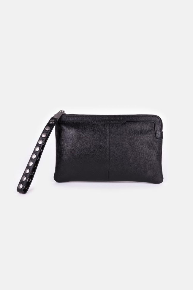 Oria clutch bag in black grained leather