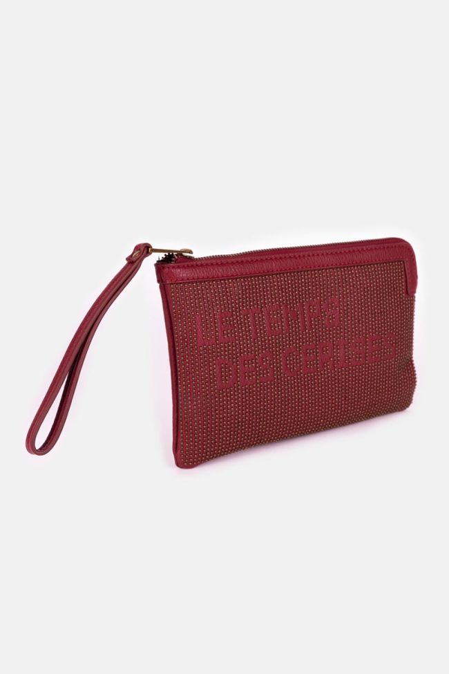 Red studded Oria clutch bag