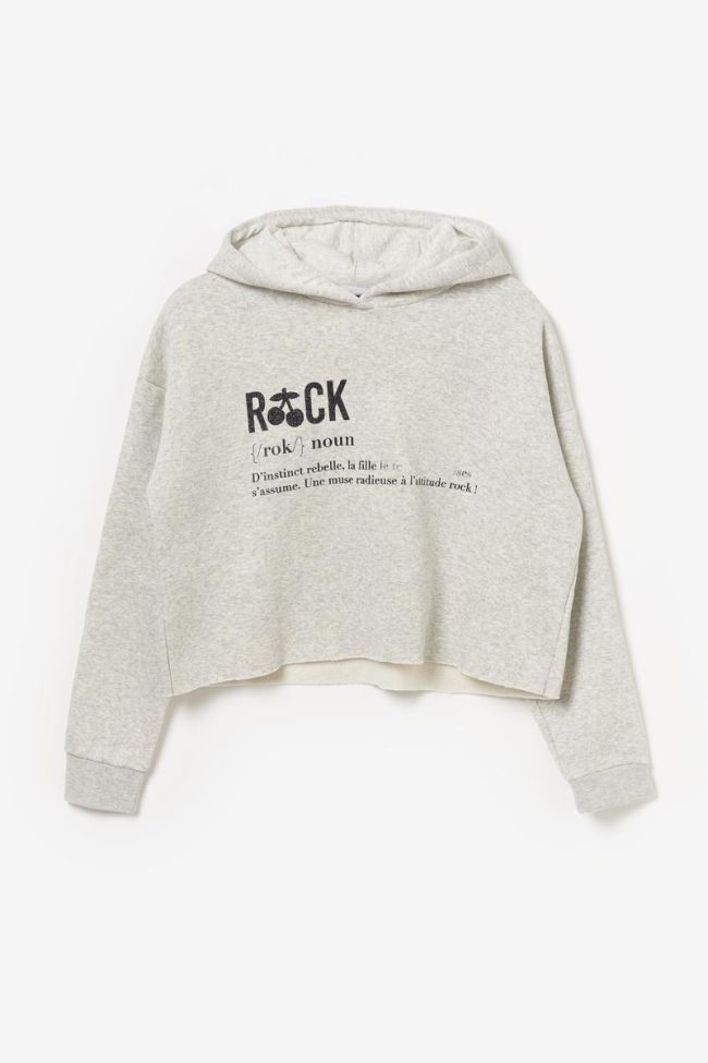 Printed light grey Bendgi cropped hoodie