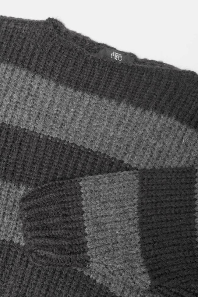 Black and charcoal grey striped Colombegi pullover