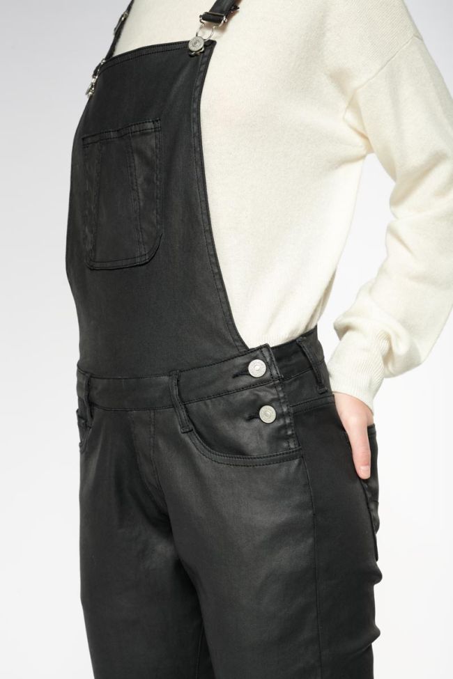 Black coated denim Ali overalls