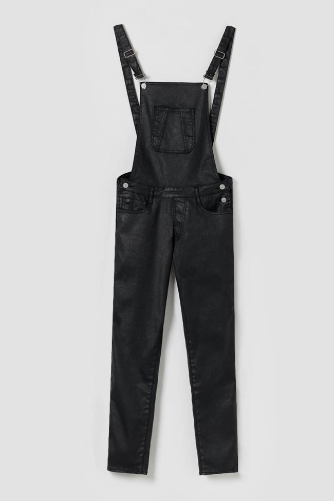 Black coated denim Ali overalls