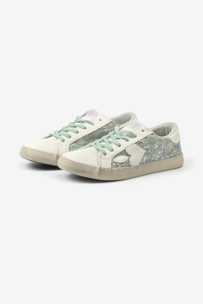 White Austin sneakers with blue-grey sequins