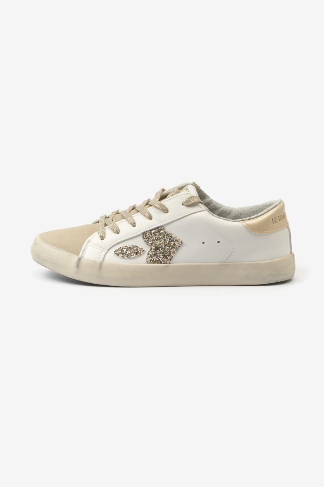 White Austin sneakers with gold sequins