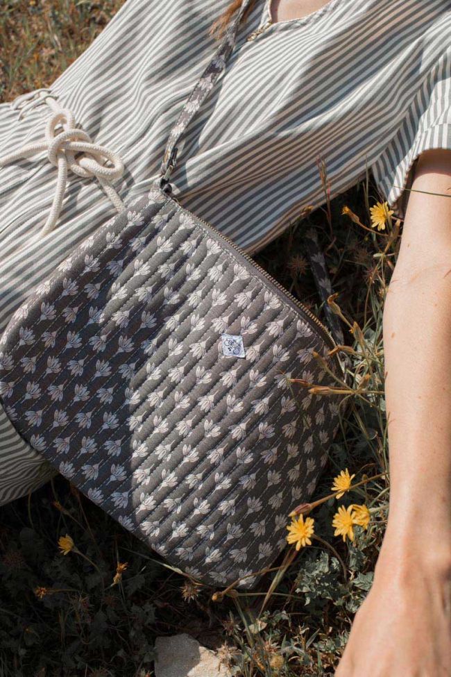 Grey Lauri shoulder bag with floral pattern