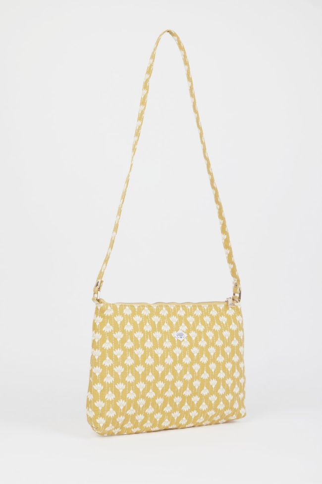 Yellow Lauri shoulder bag with floral pattern