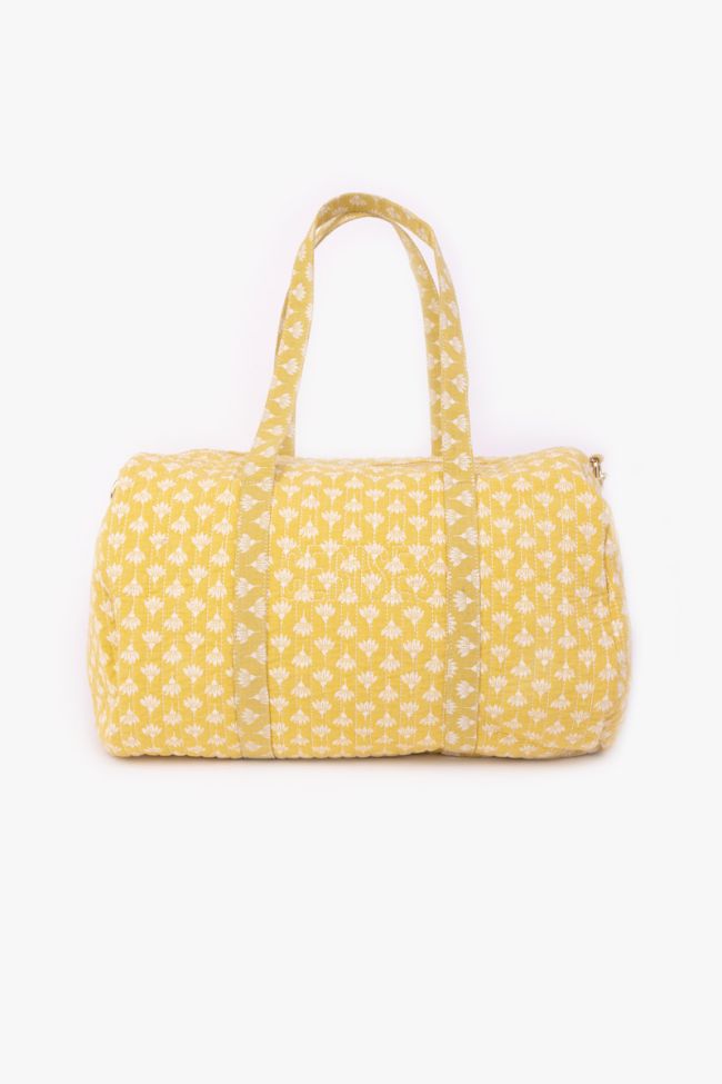 Yellow Lisia weekend bag with floral pattern