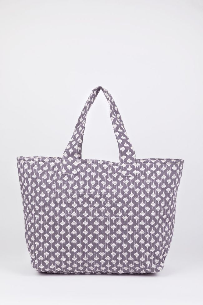 Grey Micky tote bag with floral pattern