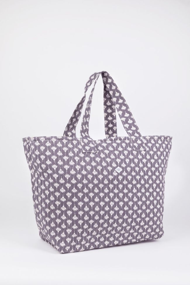 Grey Micky tote bag with floral pattern