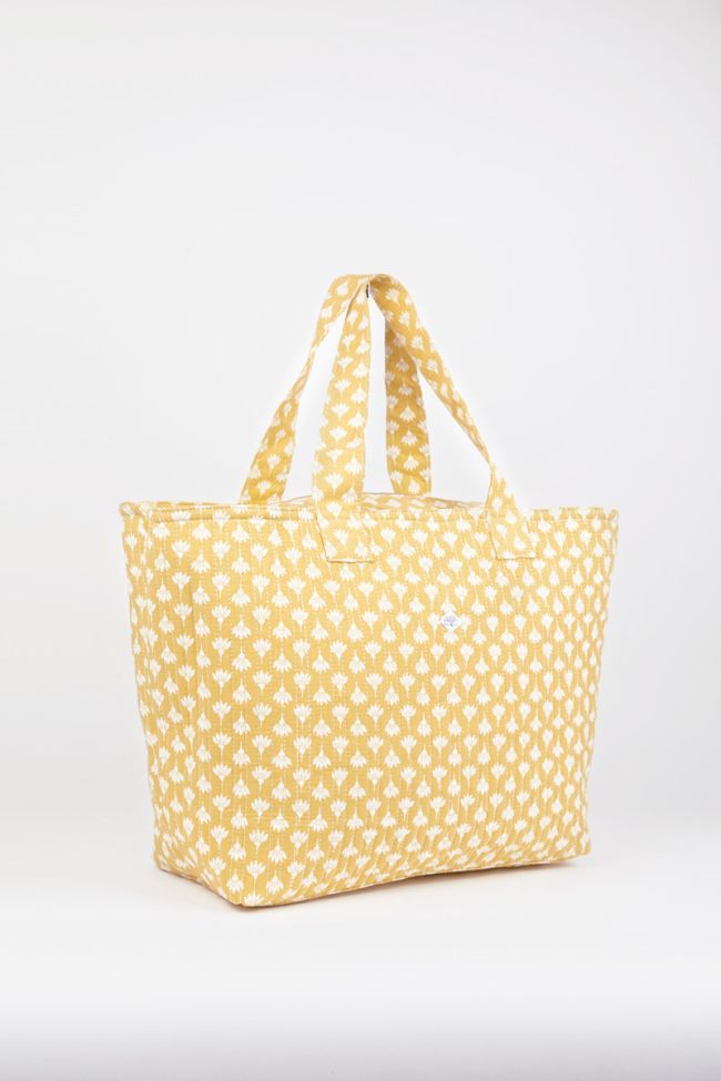 Yellow Micky tote bag with floral pattern