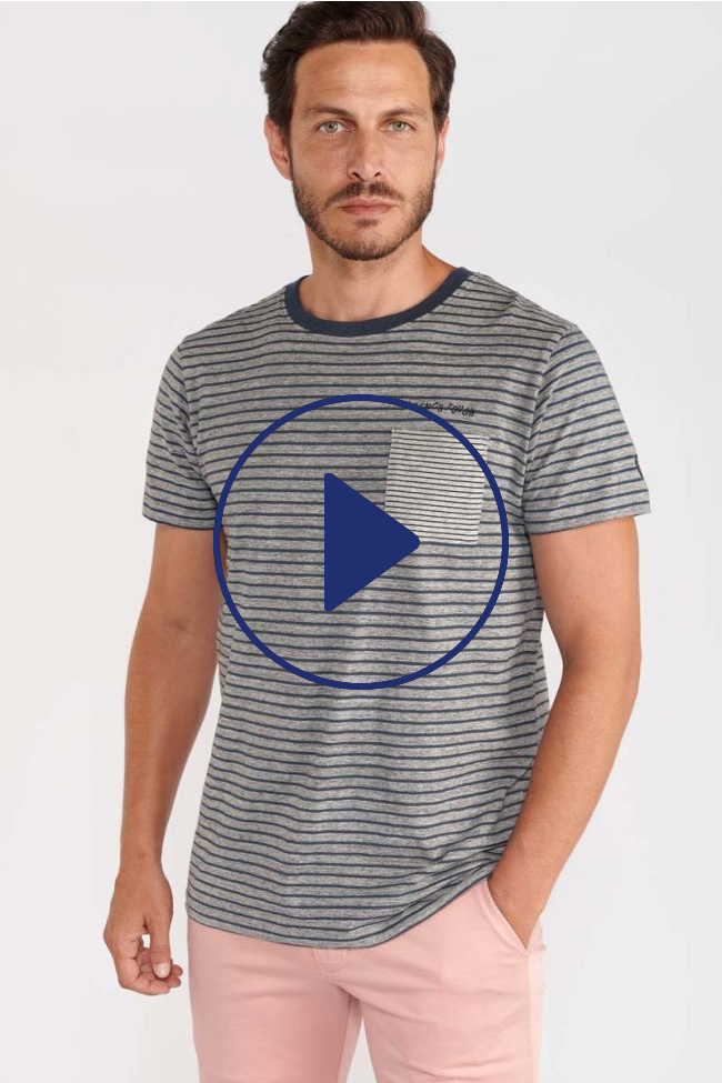 Grey striped Ponan t-shirt