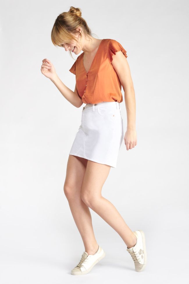 Alofi white denim skirt with asymmetric fastening