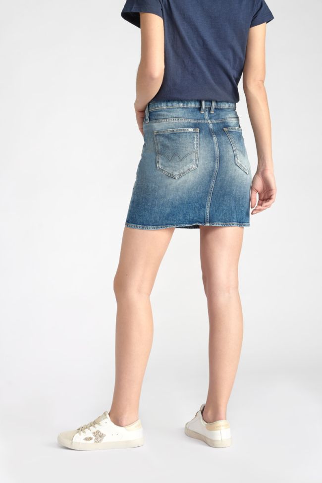 Blue denim Alofi skirt with asymmetric fastening
