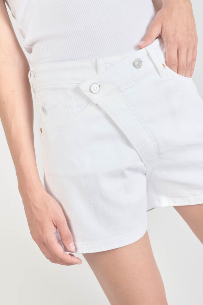 White denim Mosta shorts with asymmetric fastening