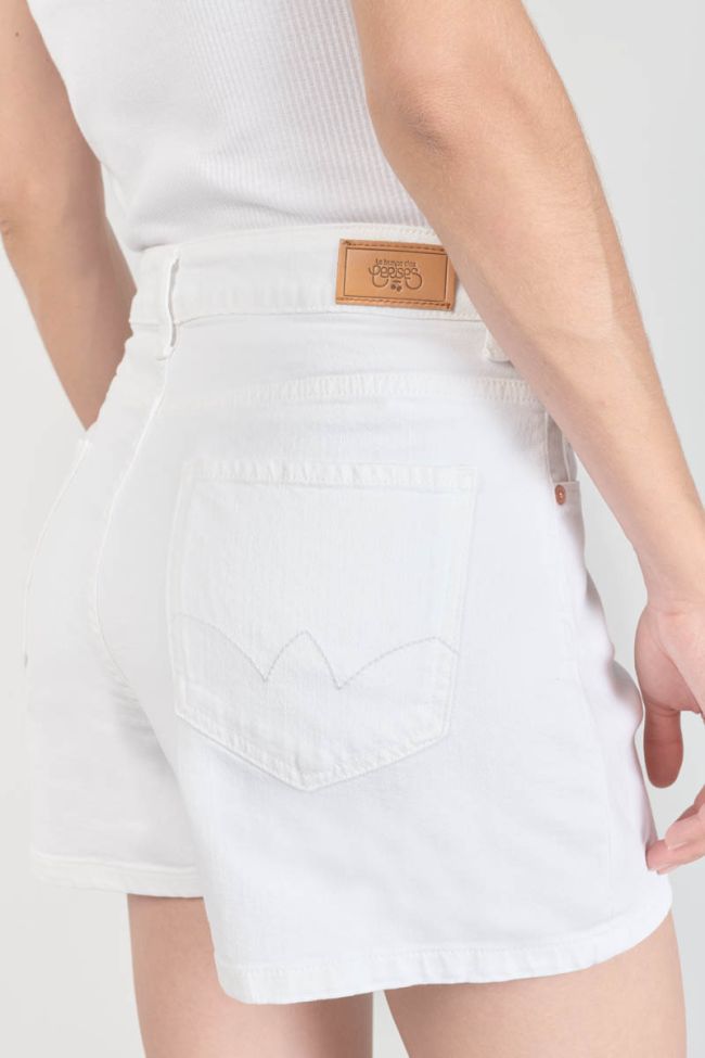 White denim Mosta shorts with asymmetric fastening