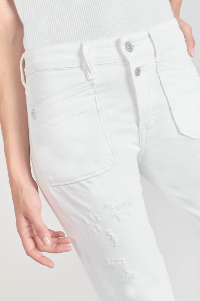 Pricilia high-waisted distressed white jeans 7/8 length