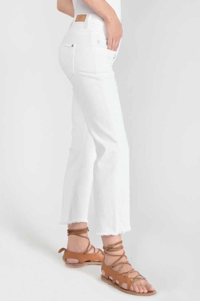 Pricilia high-waisted distressed white jeans 7/8 length