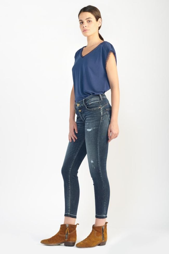 Visby pulp slim high waist 7/8th jeans destroy blue N°1