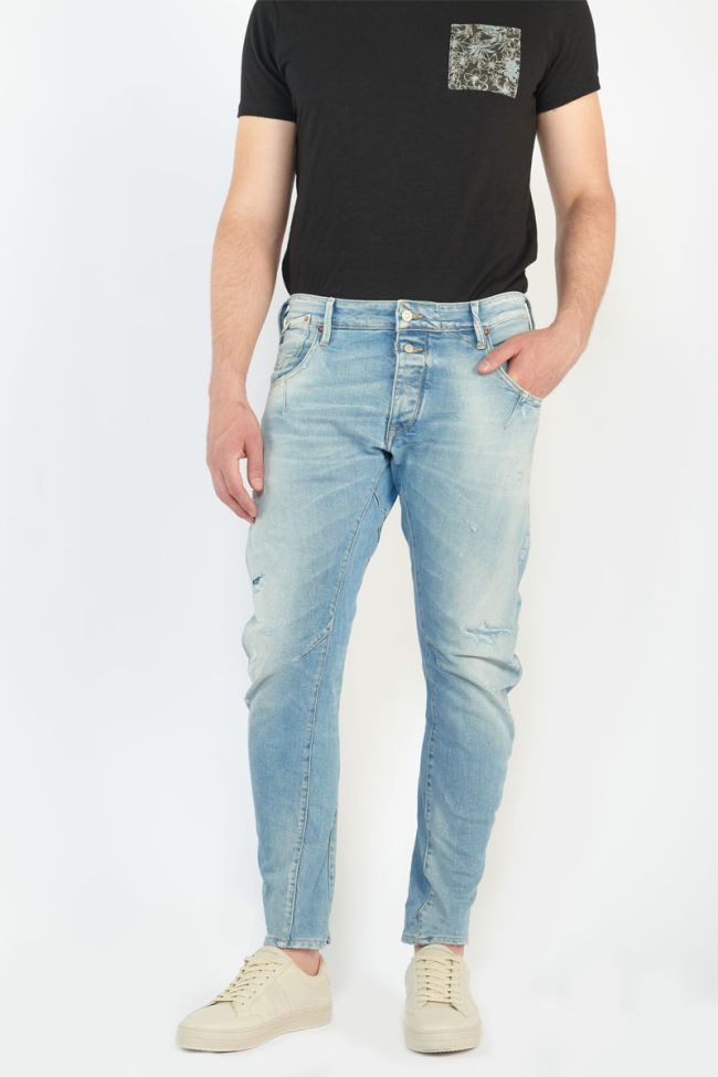 Alost tapered blue bleach wash jeans
