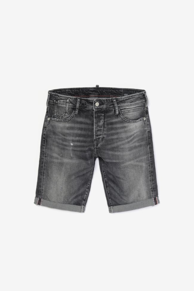 Distressed faded black denim Laredo Bermuda shorts