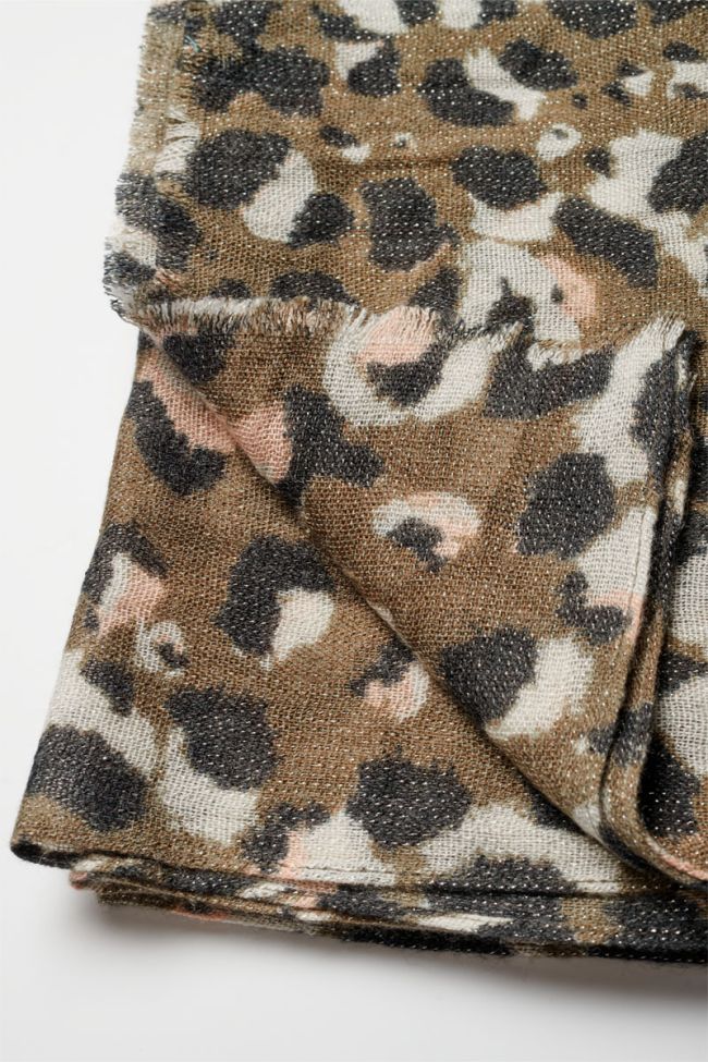 Khaki leopard print Albula scarf