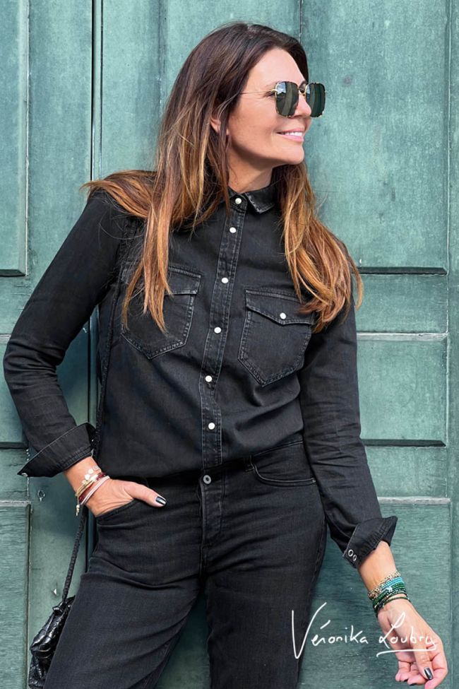 Josy black jeans shirt by Véronika Loubry