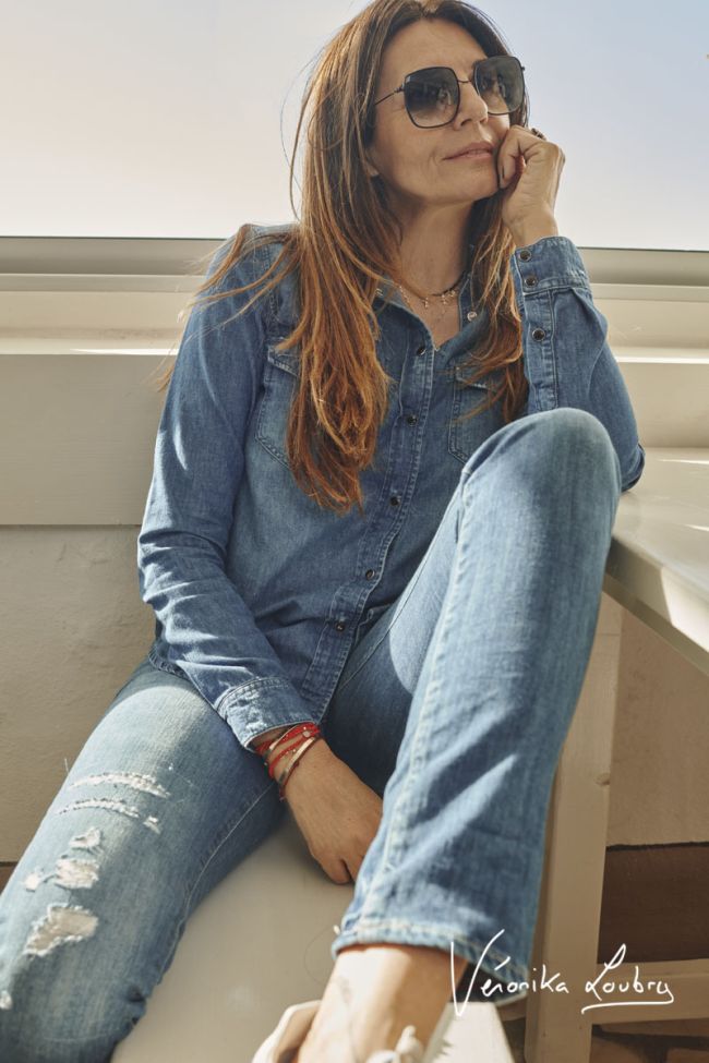 Josy blue jeans shirt by Véronika Loubry