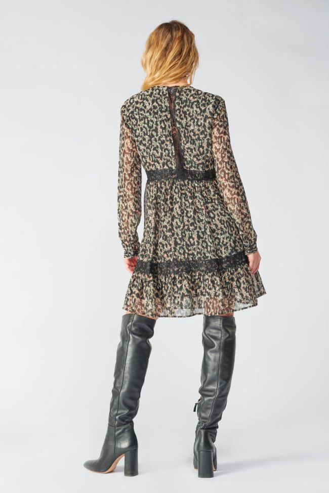 Khaki and black leopard print Reve dress