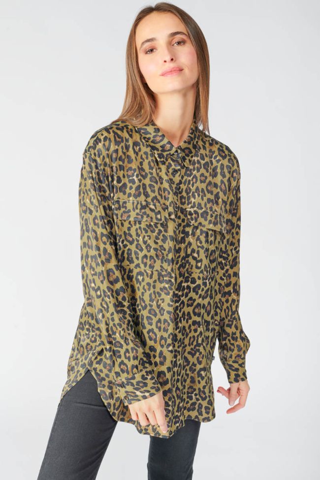 Long khaki leopard print Wavai shirt