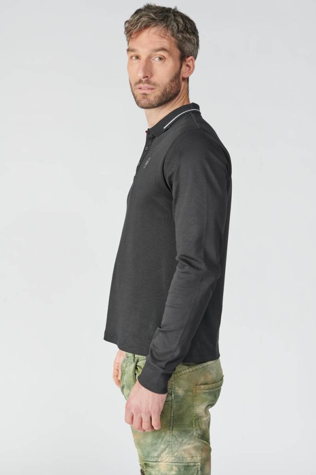 Black long-sleeved Ronan polo shirt