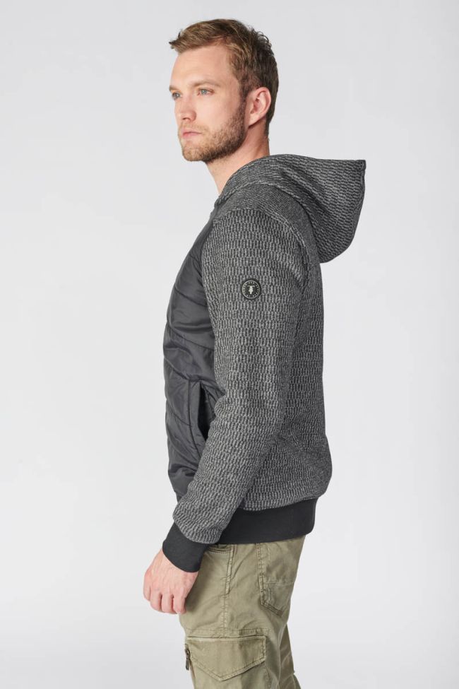 Dual material black and grey Solis hoodie