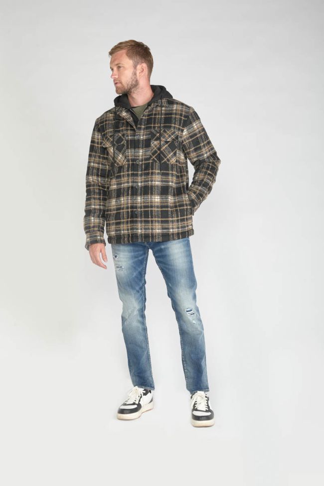 Beige and black checked Timal overshirt jacket