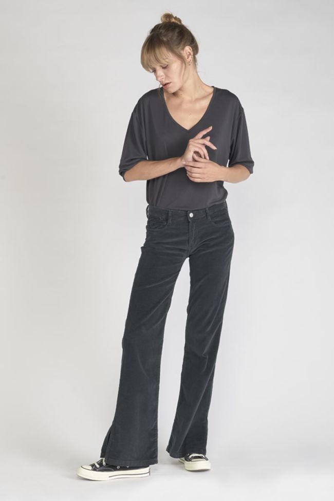 Charcoal grey corduroy Fynca flared trousers