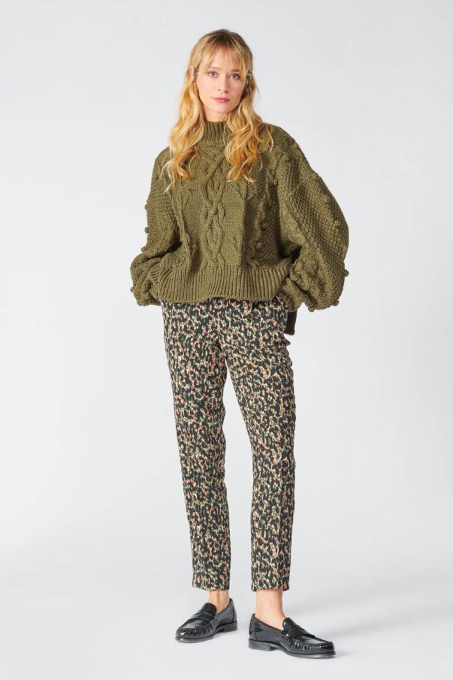 Khaki leopard print Way trousers