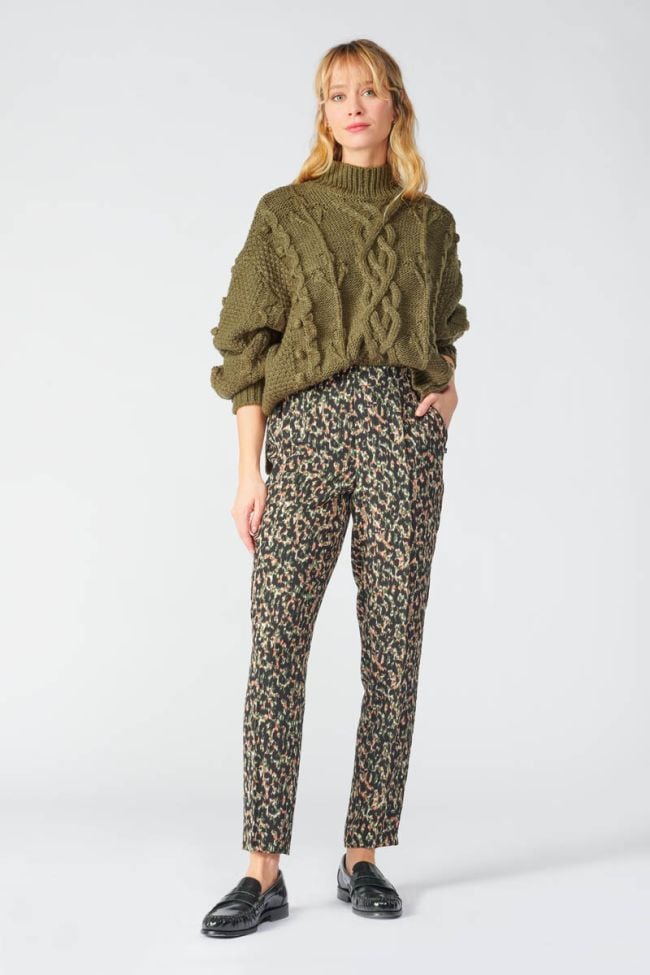 Khaki leopard print Way trousers