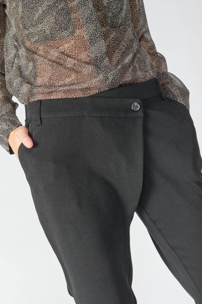 Black Zefira trousers with asymmetric fastening