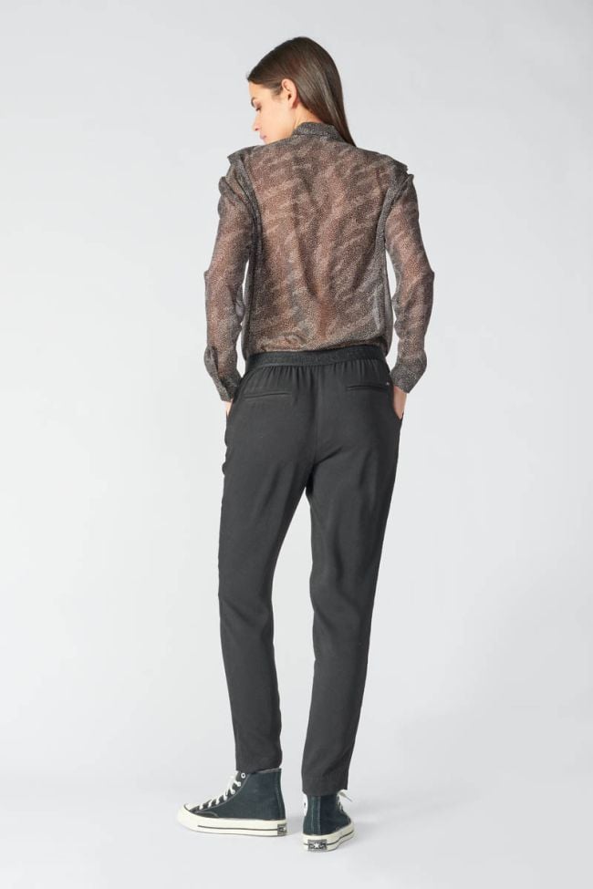 Black Zefira trousers with asymmetric fastening