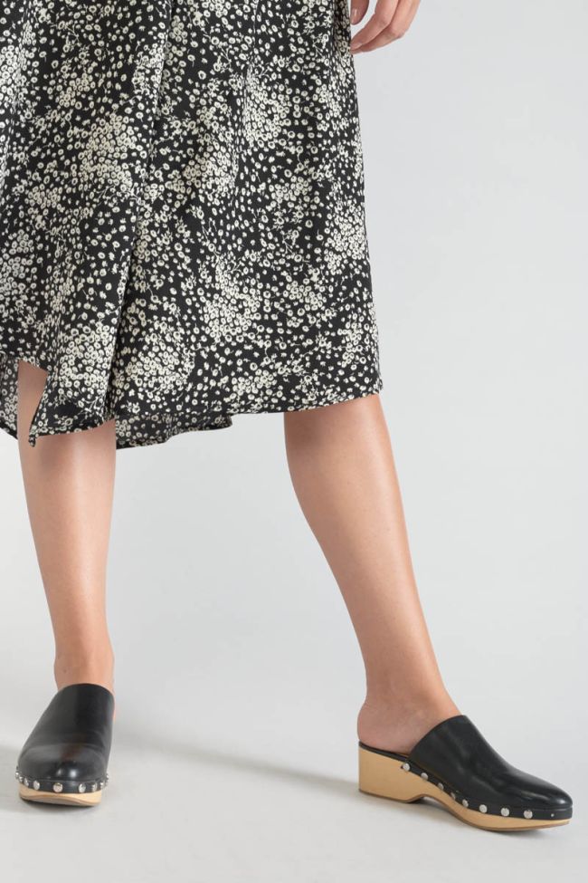 Black and white floral Cassand long skirt