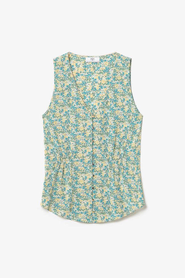 Green and blue floral Craig top