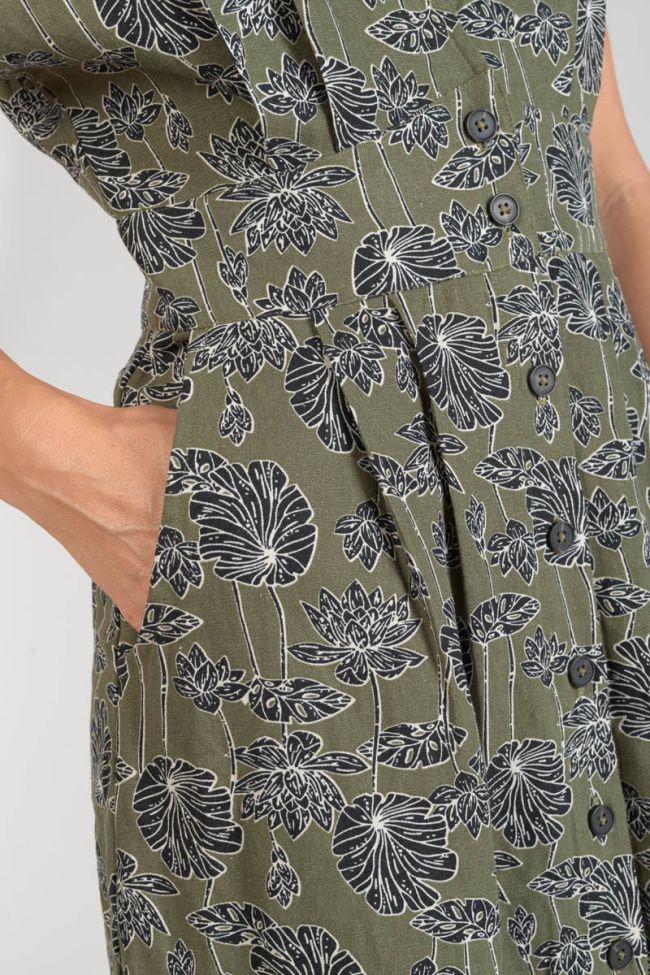 Khaki floral Croft maxi dress