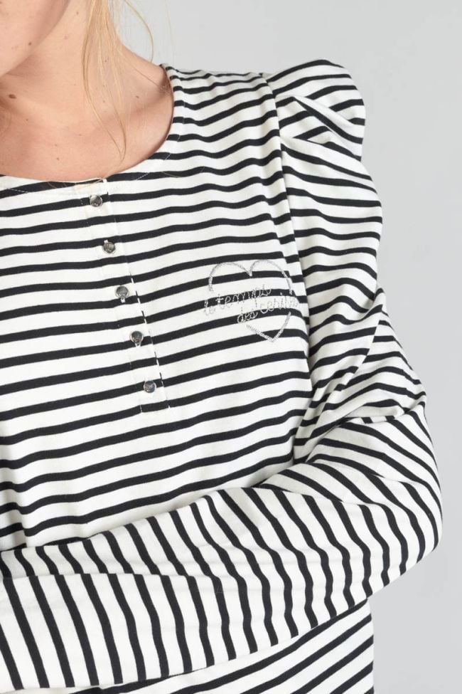 Black and white striped Demi top