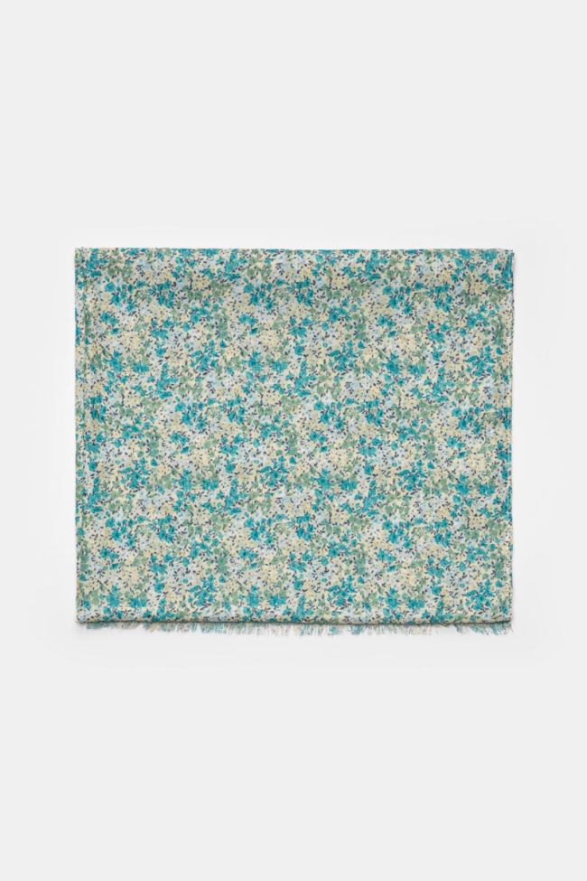 Blue and green floral Jadida scarf