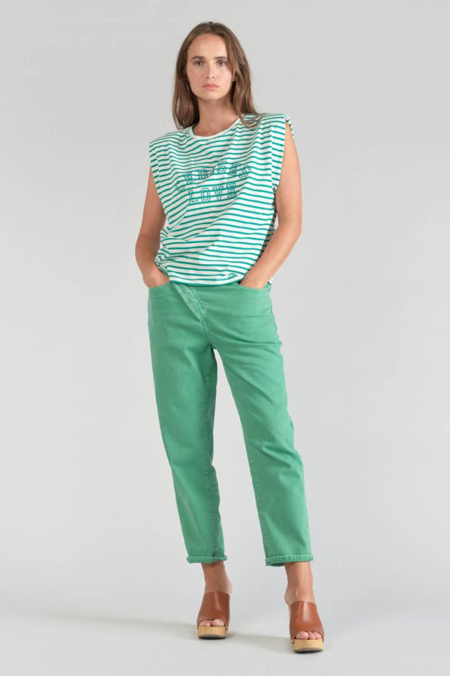 Green striped Male sleeveless t-shirt