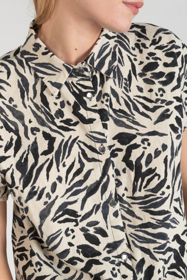 Animal print Noor linen blend shirt