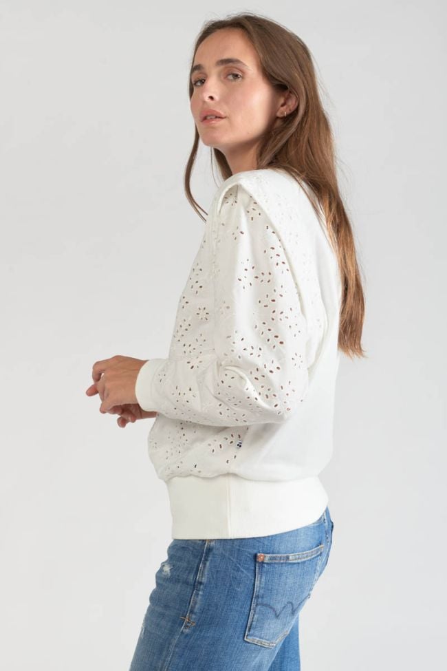 White openwork Plume sweatshirt