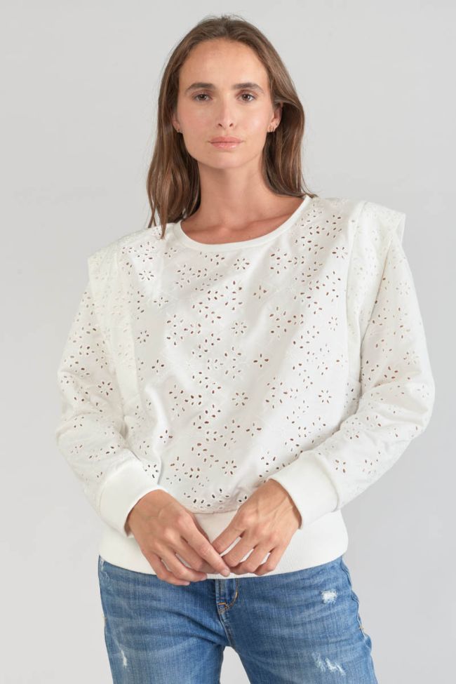 White openwork Plume sweatshirt