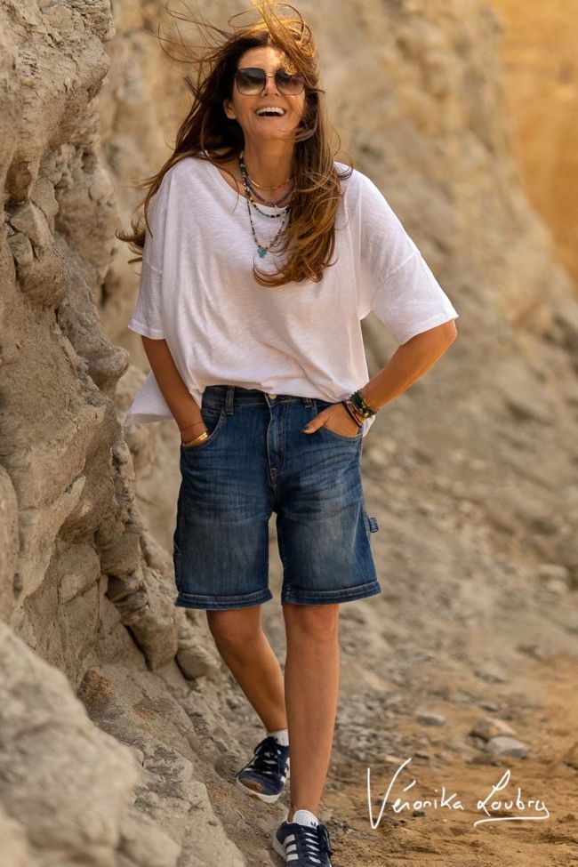 Charpentier bermuda shorts in blue jeans by Véronika Loubry