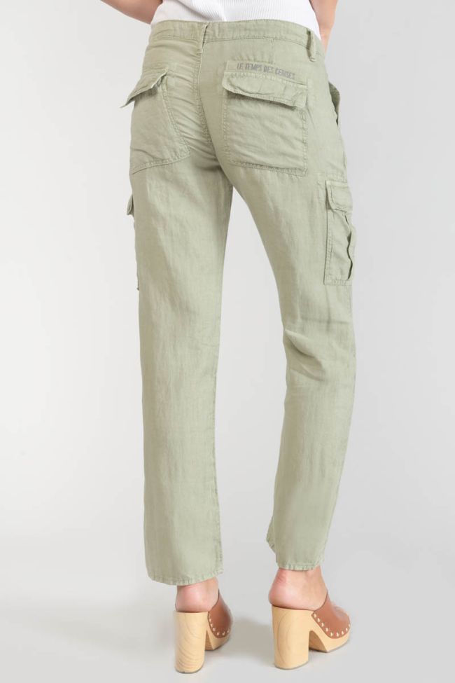 Almond green linen Louisa trousers