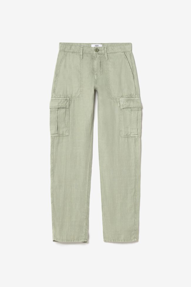 Almond green linen Louisa trousers